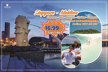 Singapore - Maldives 5N5D khởi hành từ Hà Nội ghép đoàn hàng tuần - Hòa mình vào thiên đường biển xanh và trải nghiệm tuyệt vời.